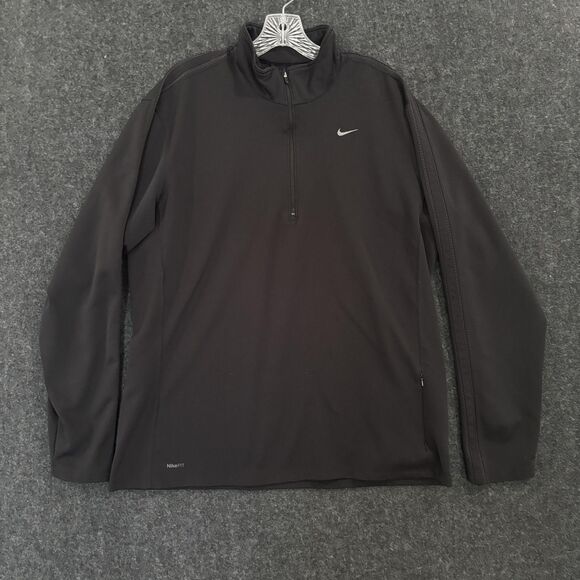 Nike Pullover Men's XL Black Half 1/2 Zip FitDry Performance Sweater Running - Picture 1 of 9